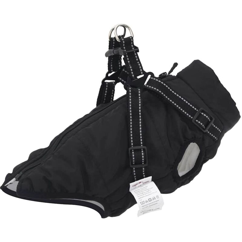 foto del prodotto cappotto cani con imbracatura impermeabile riflettente nero l32 vidaxl