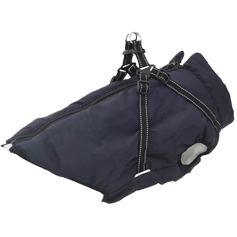 foto del prodotto cappotto cani imbracatura impermeabile riflettente blu navy l44 vidaxl