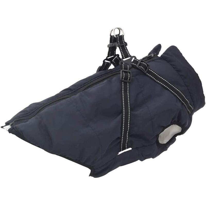 foto del prodotto cappotto cani imbracatura impermeabile riflettente blu navy l68 vidaxl