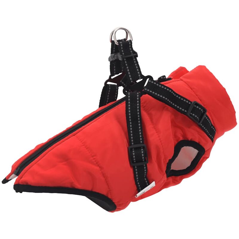 foto del prodotto cappotto cani imbracatura impermeabile riflettente rosso l24 vidaxl