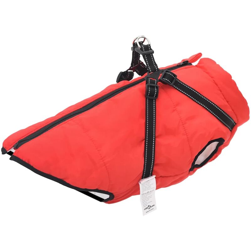 foto del prodotto cappotto cani imbracatura impermeabile riflettente rosso l48 vidaxl