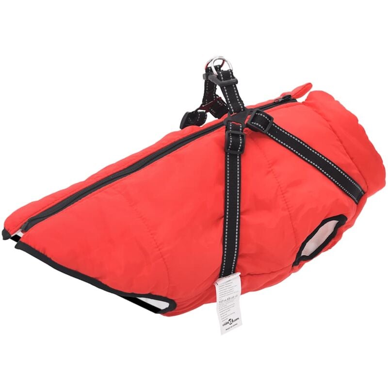 foto del prodotto cappotto cani imbracatura impermeabile riflettente rosso l68 vidaxl