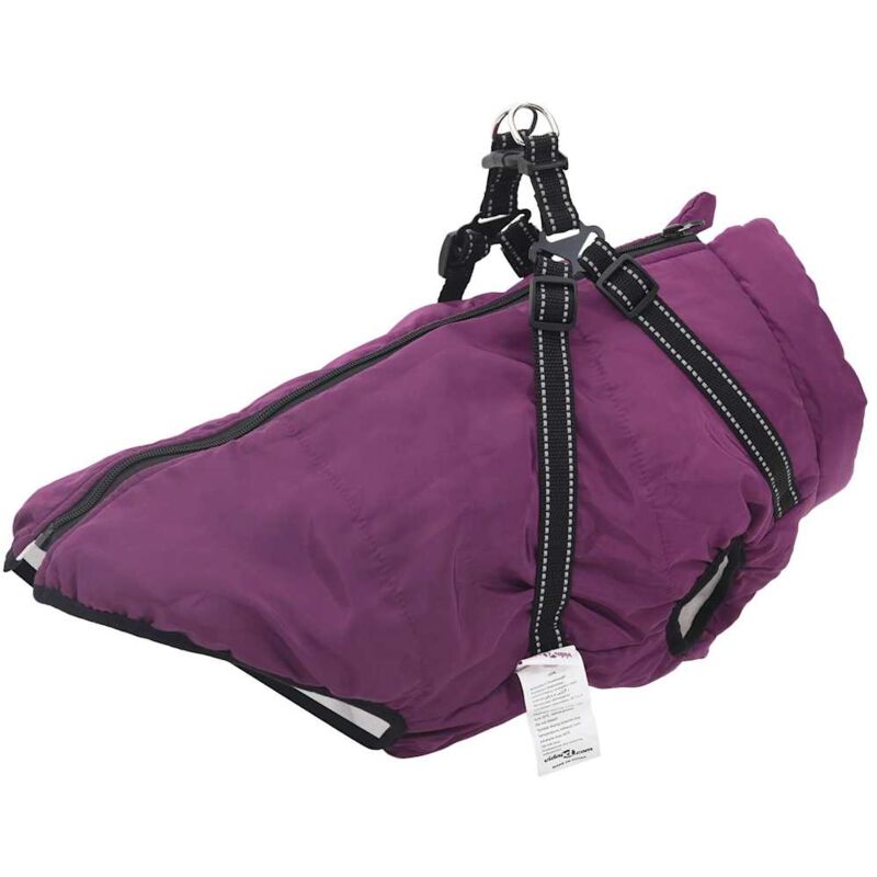 foto del prodotto cappotto cani imbracatura impermeabile riflettente viola l48 vidaxl