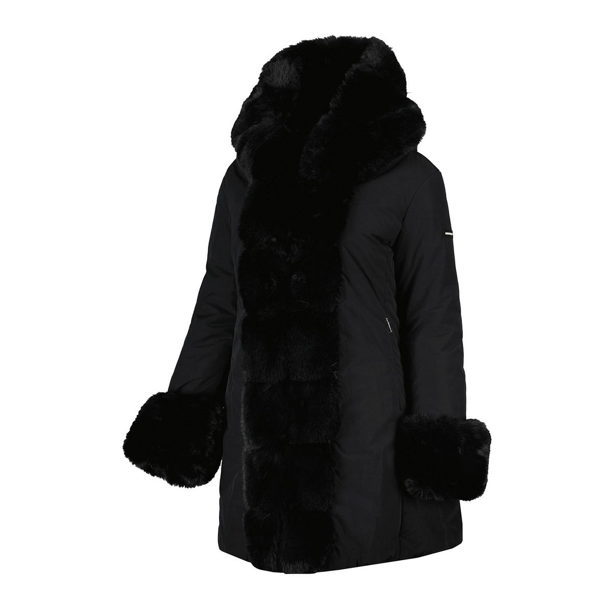 foto del prodotto cappotto con inserti ecopelliccia huvi donna