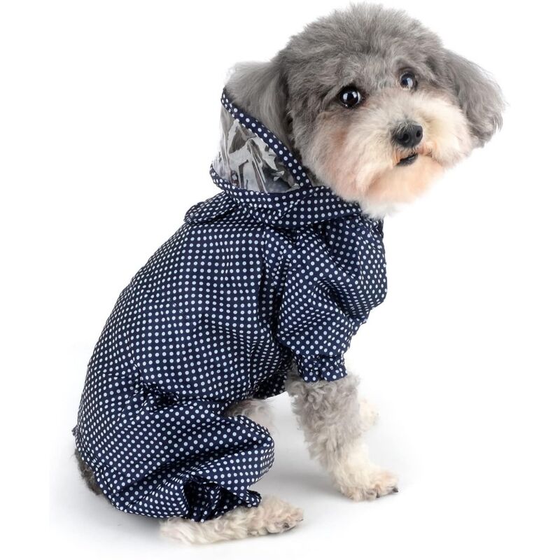 foto del prodotto cappotto impermeabile per cani con cappello, giacca impermeabile per cani, poncho impermeabile leggero per la pioggia all aperto con foro per il