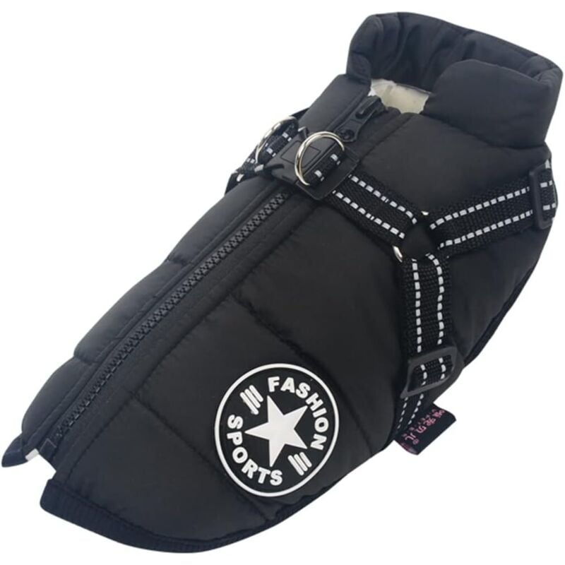 foto del prodotto cappotto invernale impermeabile per cani con pettorina, caldo costume, abbigliamento per cuccioli, gilet riflettente antivento anello a d