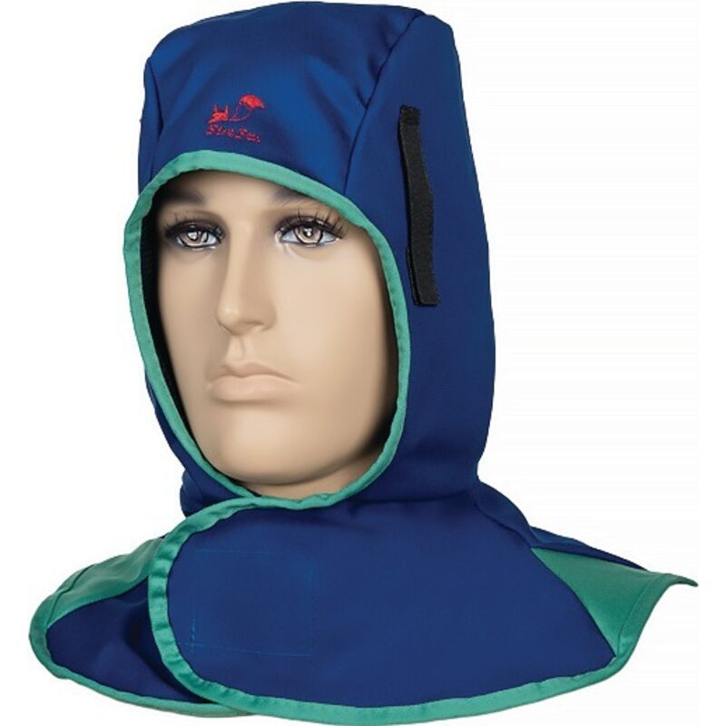 foto del prodotto cappuccio da saldatore con chiusura a strappo blu en iso 11611 2015 classe 1 a1 a2