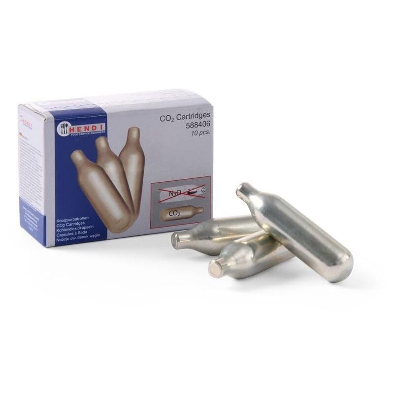 foto del prodotto capsule per soda, 10 pezzi, per acqua gassata, per sifone per soda, capsule di co2, 7,8g di co2 per capsule hendi