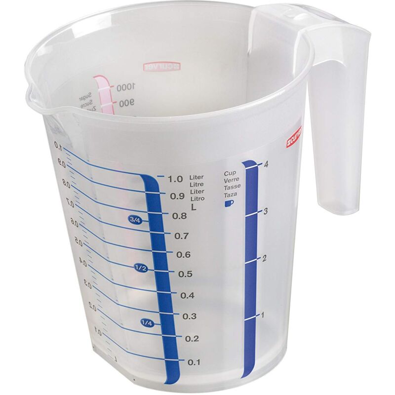 foto del prodotto caraffa dosatrice in polipropilene trasparente, dimensioni 19 x 17 x 14 cm, riferimento 168123 curver