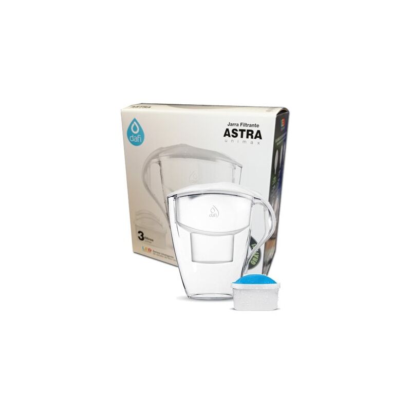 foto del prodotto caraffa filtrante per acqua bianca dafi astra unimax da 3 l con 3 filtri