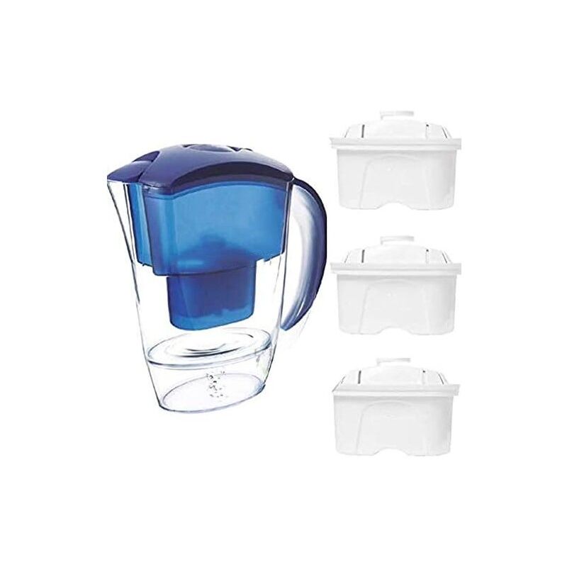 foto del prodotto caraffa filtrante purificatrice d acqua da 2 litri 3 cartucce filtro per acqua del rubinetto. riduce pfas, calcare, cloro,..
