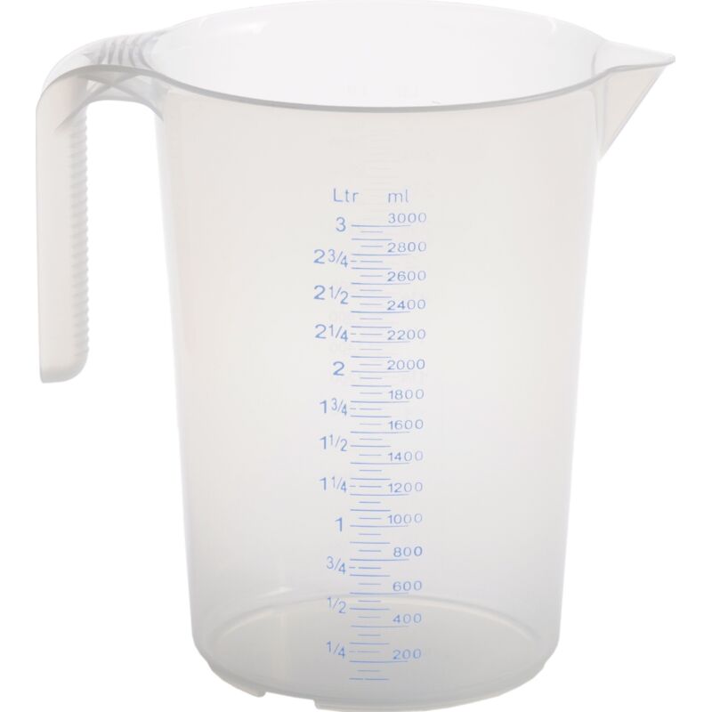 foto del prodotto caraffa graduata da 3.000 ml, pp, 2 scale manico aperto, trasparente, impilabile h nersdorff