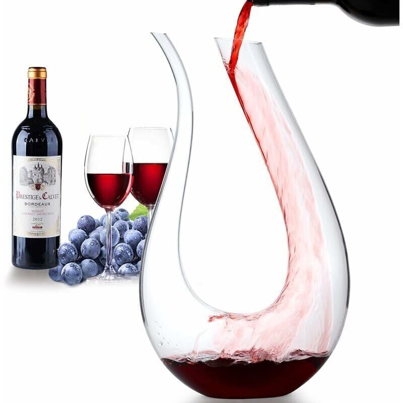 foto del prodotto caraffa per vino ulisem decanter in vetro da 1,5 l, aeratore per vino rosso, soffiato a mano, caraffa per vino, decanter per vino