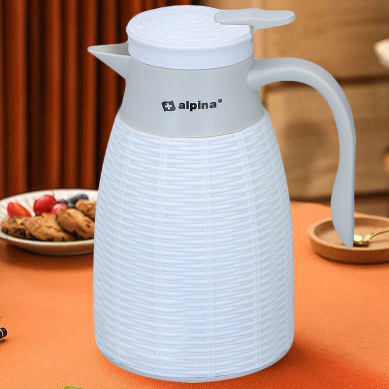 foto del prodotto caraffa termica bottiglia con tappo salvafreschezza sottovuoto thermos bianco