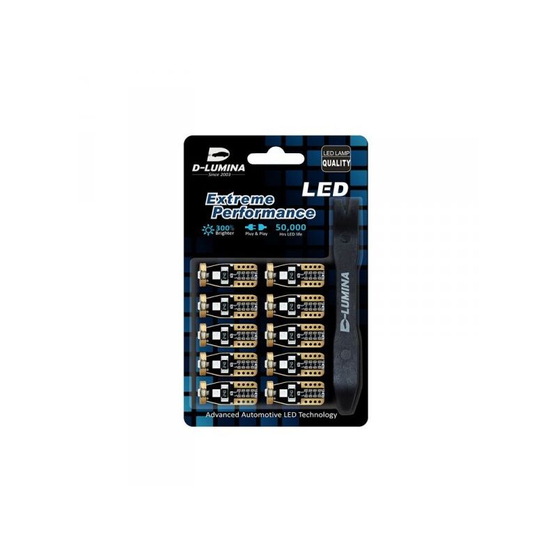 foto del prodotto carall 10 lampada led t10 w5w canbus 12v 3 smd 3030 rosso leva rimozione antigraffio