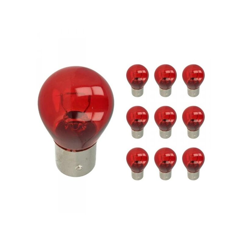 foto del prodotto carall 10 lampade alogene pr21w baw15s 12v 21w rosso compatibili philips 12088 12088cp