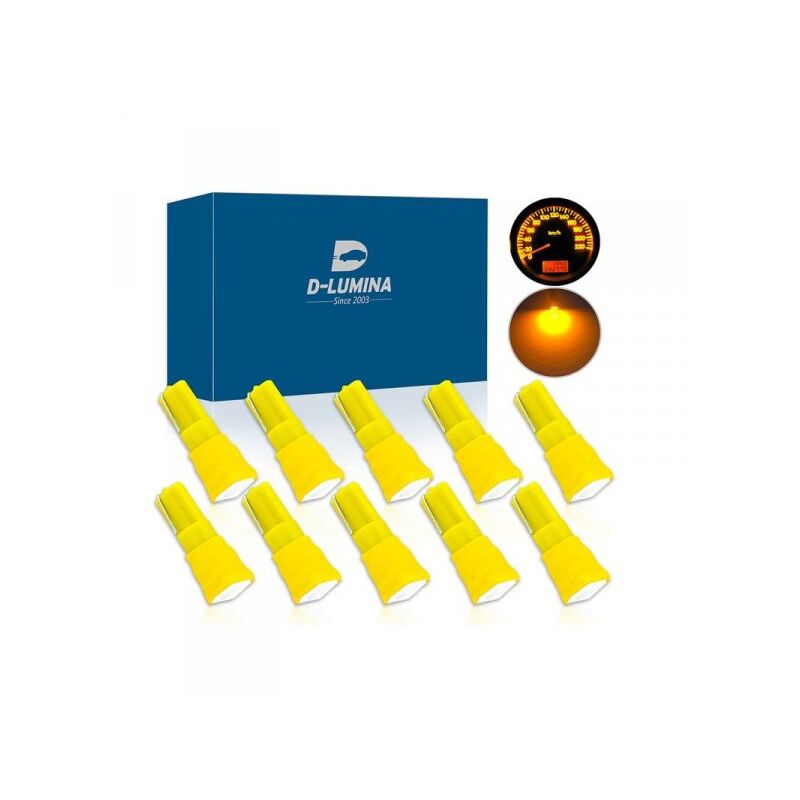 foto del prodotto carall 10 lampadine led t5 12v w1,2w colore giallo arancione con 1 smd 5050 luci cruscotto auto e moto