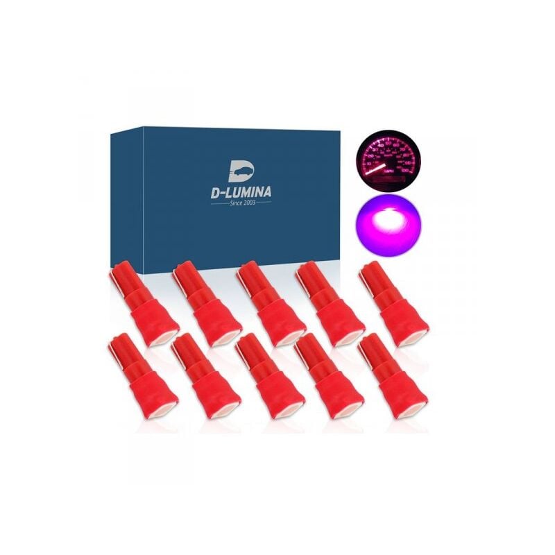 foto del prodotto carall - 10 lampadine led t5 12v w1,2w colore rosa pink con 1 smd 5050 luci cruscotto auto