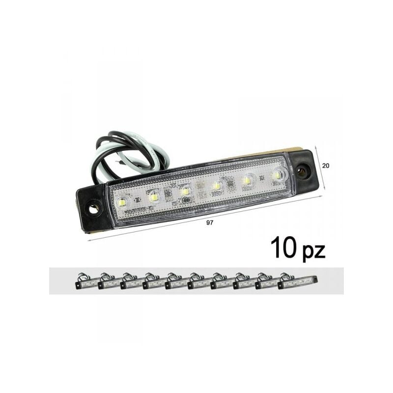 foto del prodotto carall 10 pezzi fanali laterali led 24v 12v colore bianco freddo per luce ingombro cortesia targa cupola cappa camion rimorchio caravan furgone