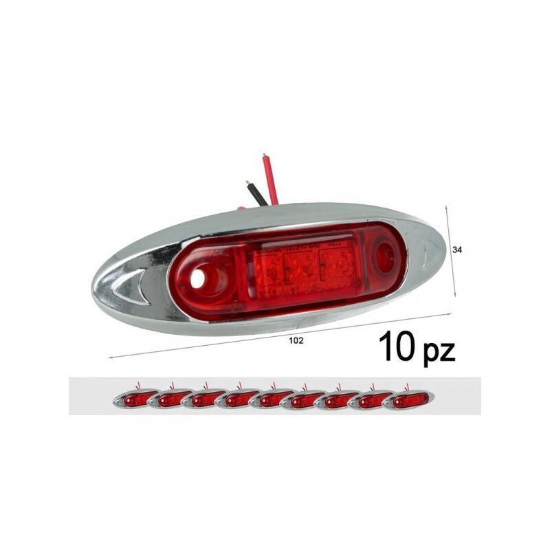 foto del prodotto carall 10 pezzi fanali laterali led 24v 12v colore rosso per luci ingombro cortesia targa cupola cappa camper trattore autocarro barca
