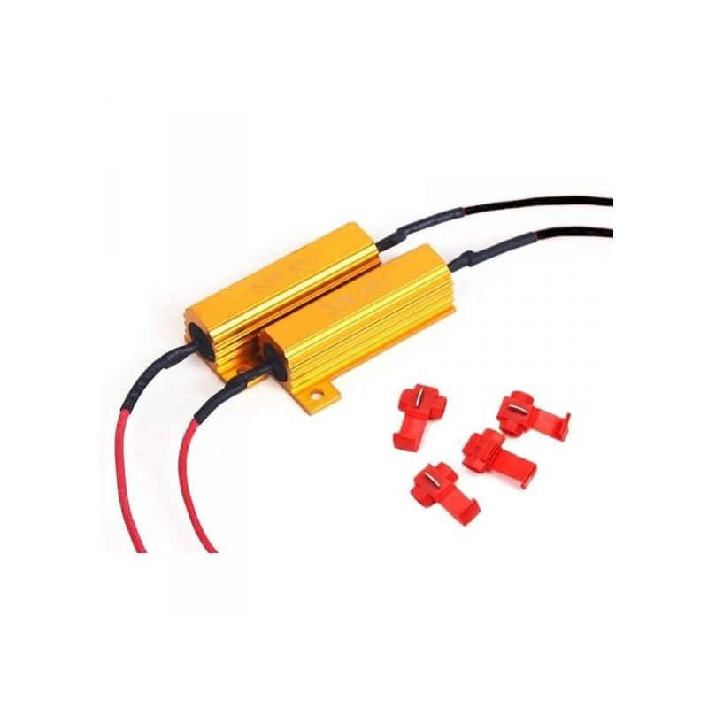 foto del prodotto carall 2 pezzi resistenza filtro per lampada led ba15s bay15d 50w 6 ohm no spia errore intermittenza per luci anabbagliante abbagliante e