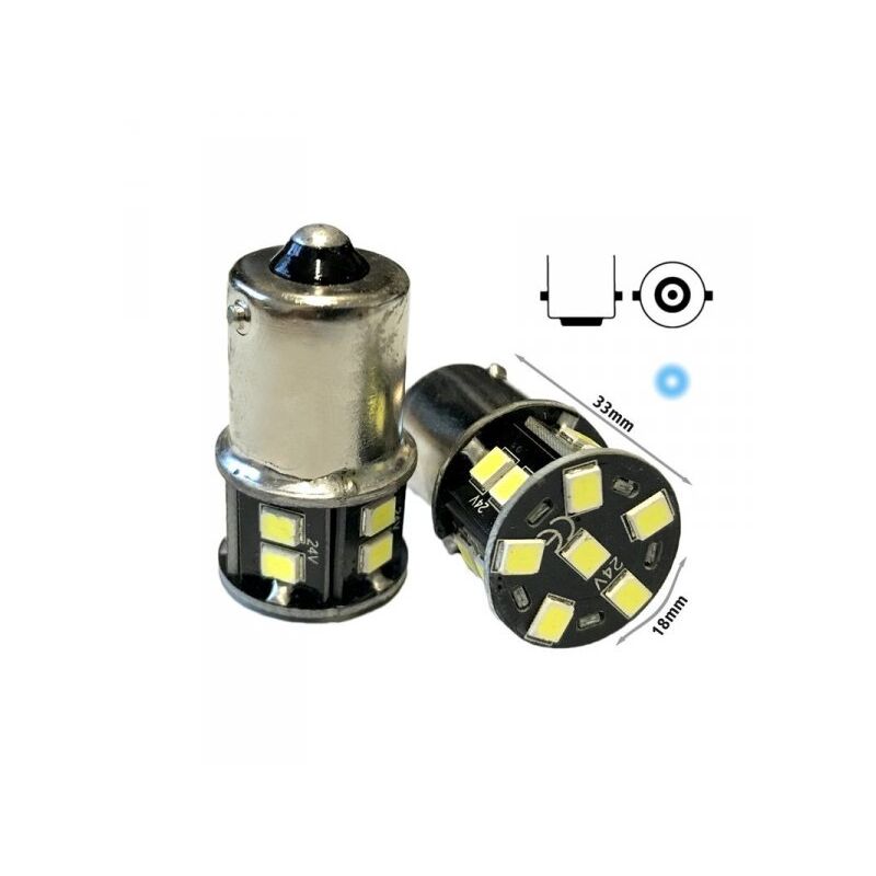 foto del prodotto carall 24v lampada led ba15s g18 r5w bianco freddo 16 smd 2835 piedi dritti no polarita 360 gradi durata garantita