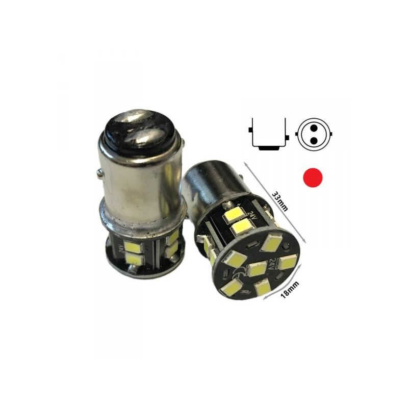 foto del prodotto carall 24v lampada led bay15d 1157 p21 5w rosso 16 smd 2835 no polarit 360 durata garantita