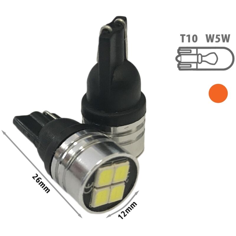 foto del prodotto carall - 24v lampada led t10 w5w arancione con 4 smd 2835 frontale no polarità per frecce durata garantita