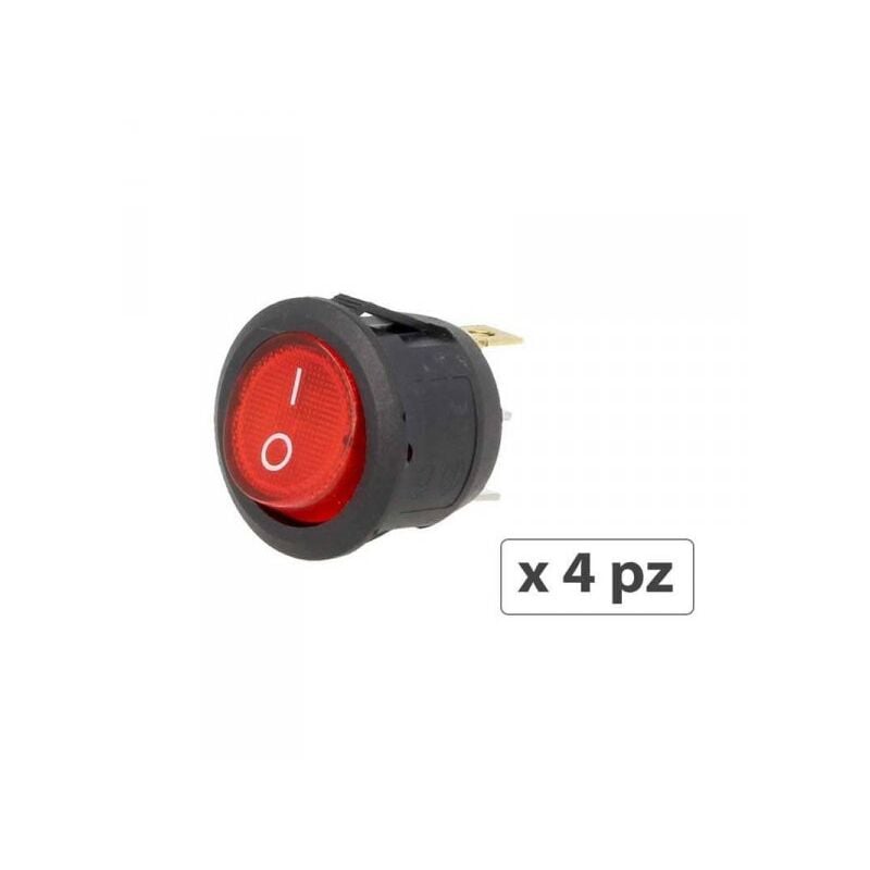 foto del prodotto carall 4 pz interruttore rotondo pulsante bilanciere on off push button switch 3 pin con indicatore led spia rosso 12v auto barca foro 20mm