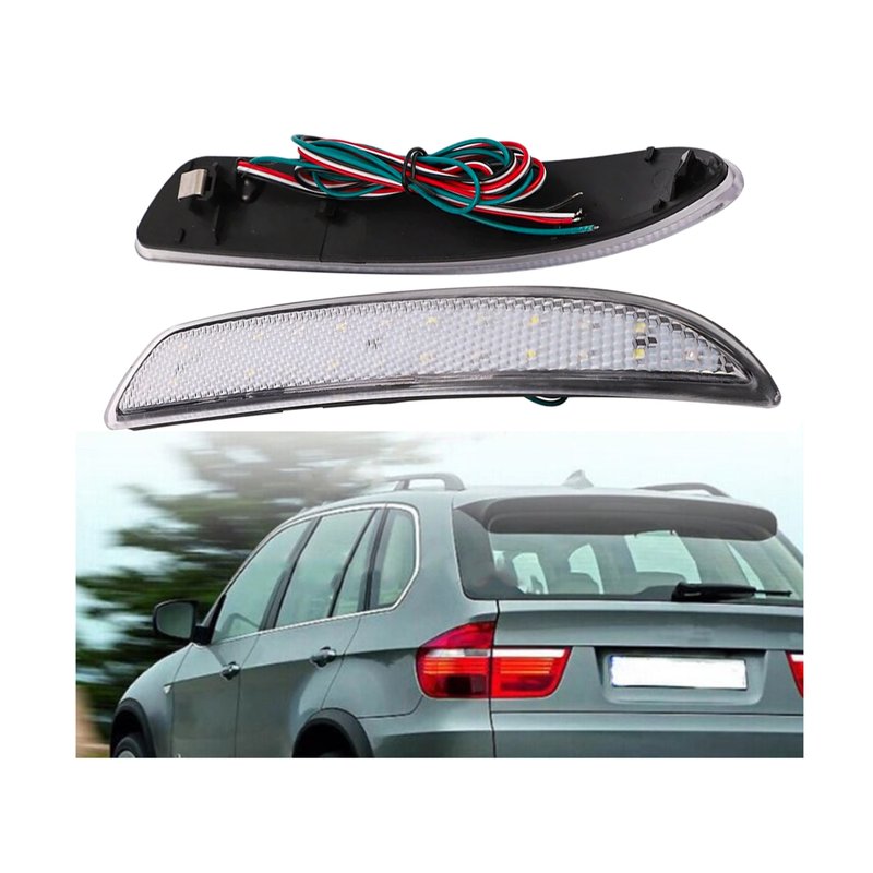 foto del prodotto carall kit 2 fanali posteriori a led trasparente luce bianco rosso per bmw e70 e71 x5 x6 2007 2013