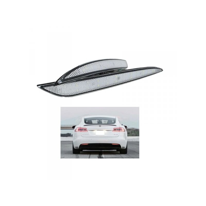 foto del prodotto carall kit 2 fanali posteriori a led trasparente luce rosso bianco per tesla model s oem 6007705 00 b 6007706 00 b
