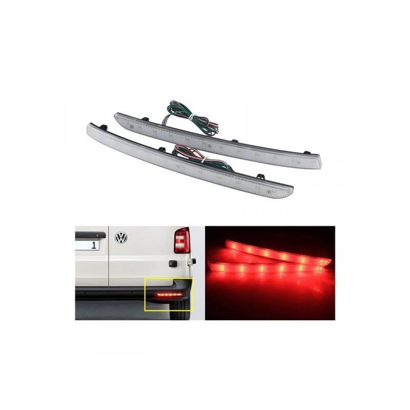 foto del prodotto carall kit 2 fanali posteriori a led trasparente luce rosso bianco per vw t5 transporter multivan 2012 2015 caravelle 2014