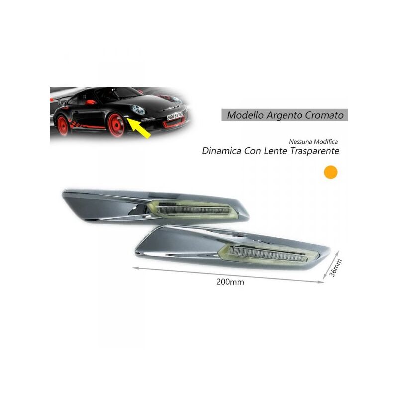 foto del prodotto carall kit freccia laterale a led side marker dinamica argento cromato lente trasparente bmw e81 e82 e87 e88 e90 e91 e92 e93 e60 e61 f10