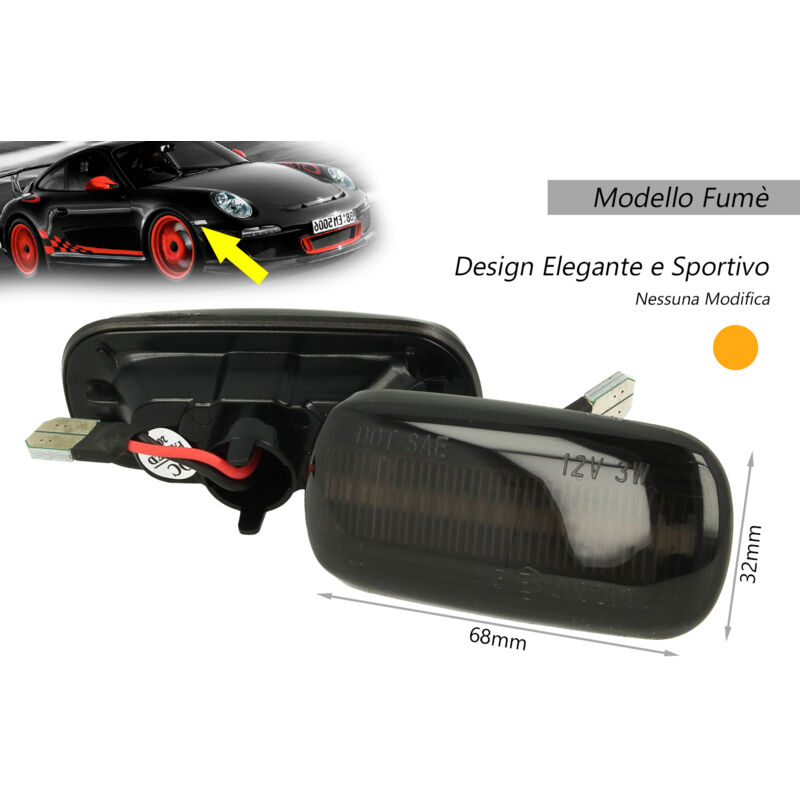 foto del prodotto carall - kit freccia laterale a led side marker dinamica lente fume audi a3 s3 a4 s4 rs4 a6 s6 rs6 oem 8e0949127