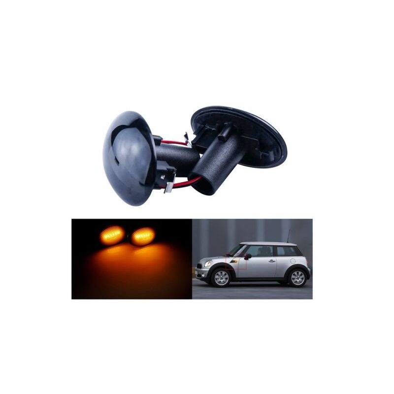 foto del prodotto carall kit freccia laterale a led side marker lente nero fume luce arancione per mini r56 r57 r58 r59 2007 2013