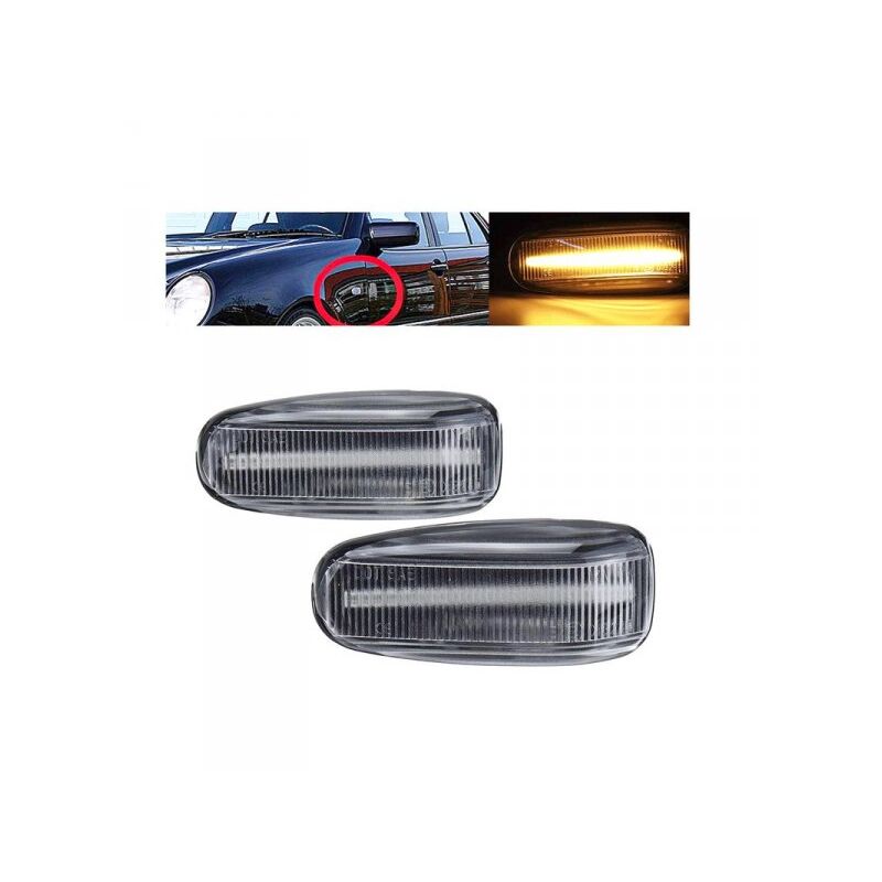 foto del prodotto carall kit freccia laterale a led side marker lente trasparente luce arancione per mercedes benz e w210 c w202 clk w208 slk r170 vito w638