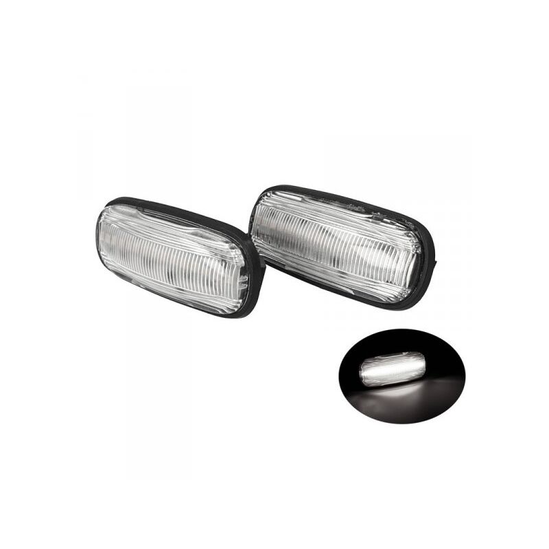 foto del prodotto carall kit freccia laterale a led side marker lente trasparente luce bianco per land rover discovery 2 freelander 1 oem xgb100310l