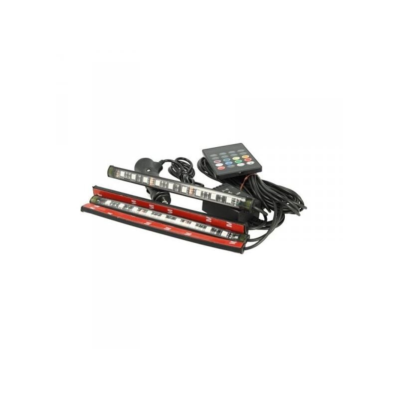 foto del prodotto carall kit striscia barra led rgb 4x18cm 12v telecomando ir sensore voce musica controllo ip67 per decorazione auto interno esterno