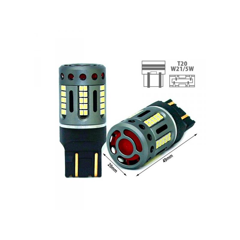 foto del prodotto carall lampada led 7443 ck t20 w21 5w 100 canbus 12v 21 5w effettiva bianco 6000k con ventola in testa