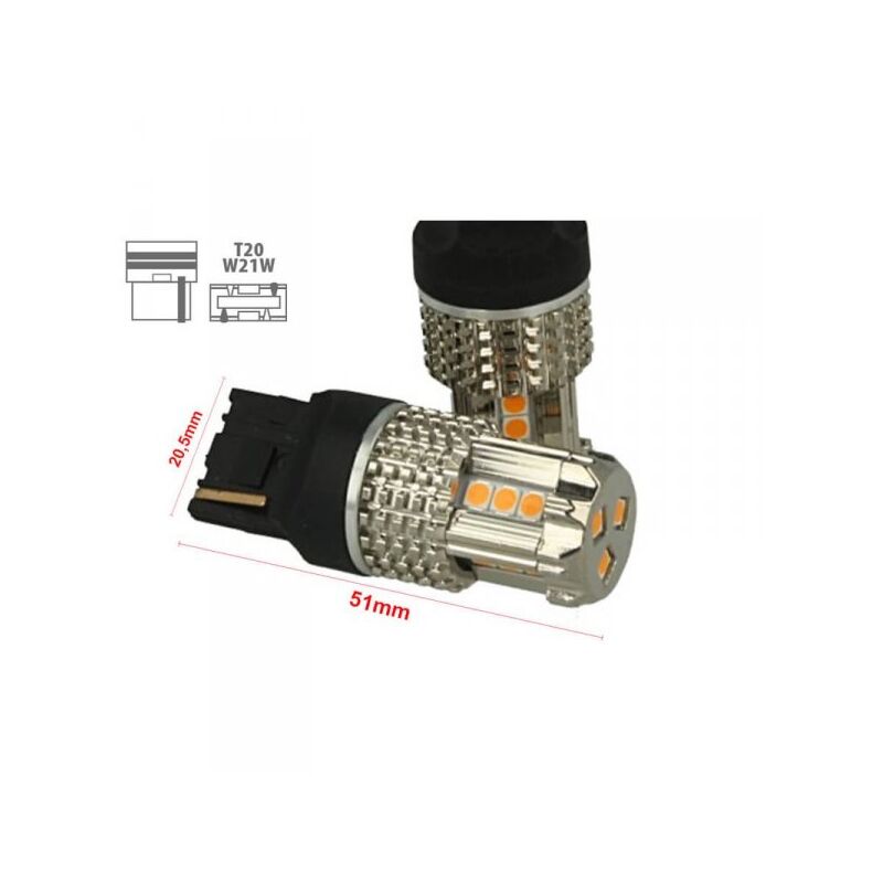 foto del prodotto carall lampada led 7740 t20 wy21w 12v 45w no polarita arancione super potente frecce