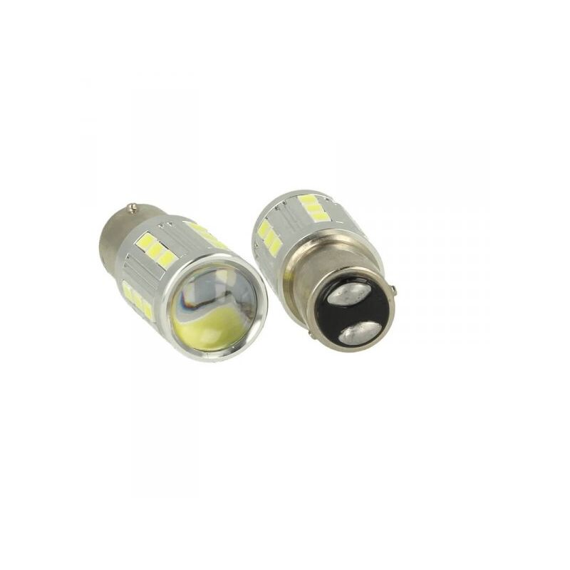 foto del prodotto carall lampada led baz15d 1157 p21 4w 12v 24v 21 smd 5730 super bianco luminoso piedi storti asimmetrica
