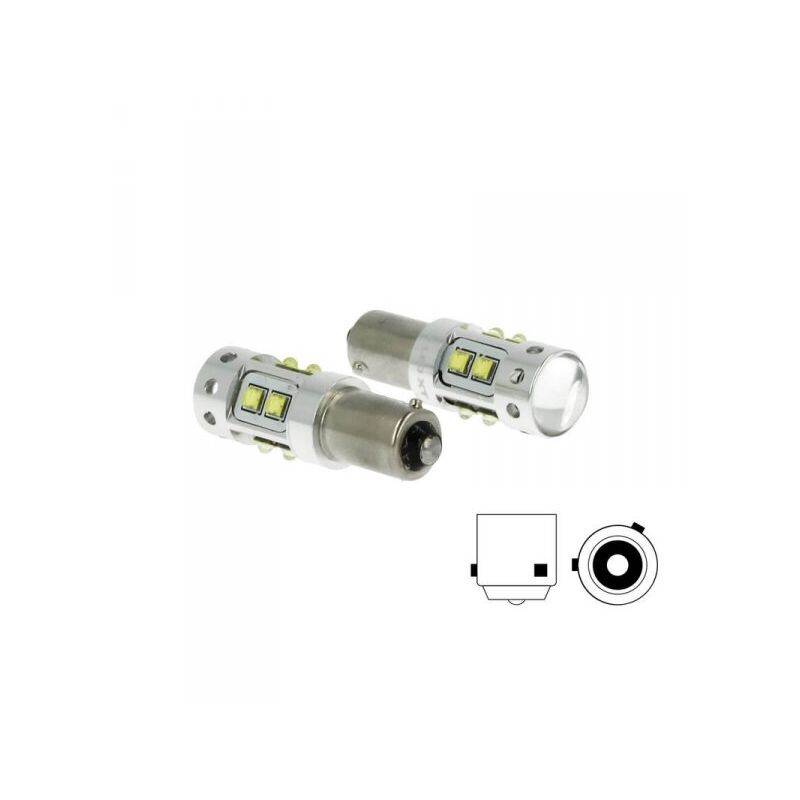 foto del prodotto carall lampada led h21 bay9s h21w 12v 50w arancione 10 smd cree piedini sfalsati per frecce