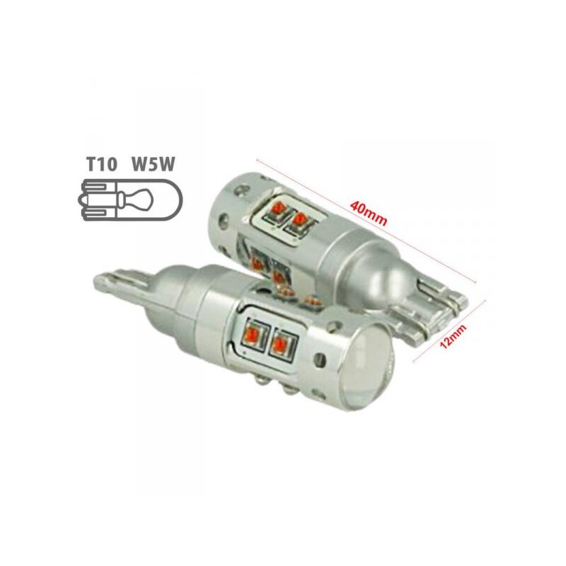 foto del prodotto carall lampada led t10 t15 wy16w 12v 50w arancione 10 smd cree con lente per freccia