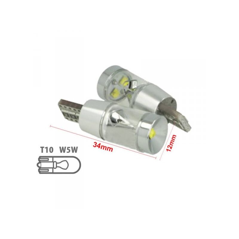 foto del prodotto carall lampada led t10 w5w 12v 9w canbus pro 3 cree xbd da 3w con cono riflettore bianco no errore