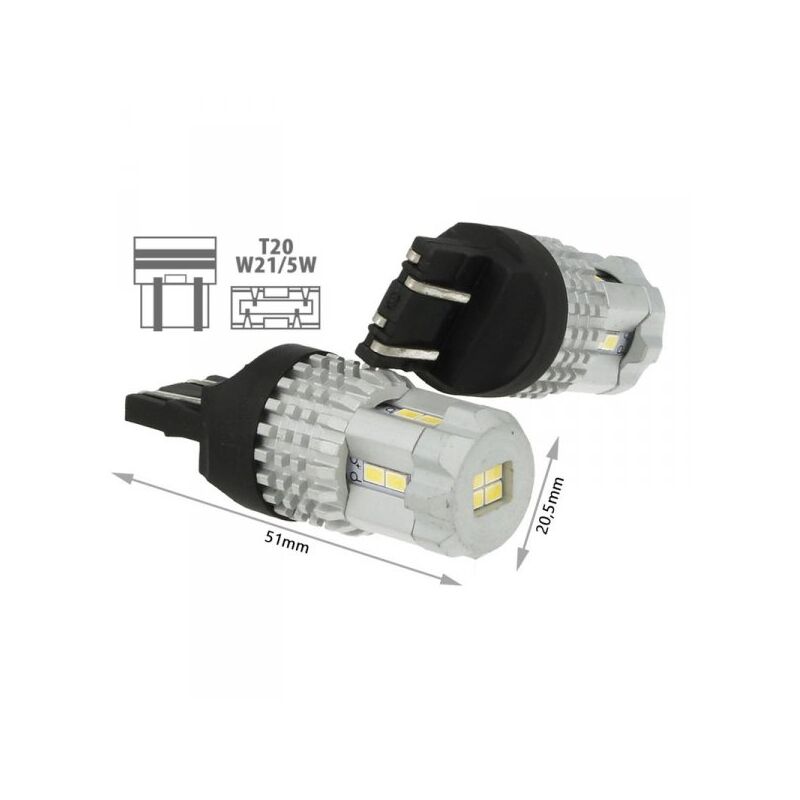 foto del prodotto carall - lampada led t20 7443 w21/5w 12 smd 3020 bianco super luminoso luci diurne opel insignia peugeot 208 toyota yaris suzuki celerio