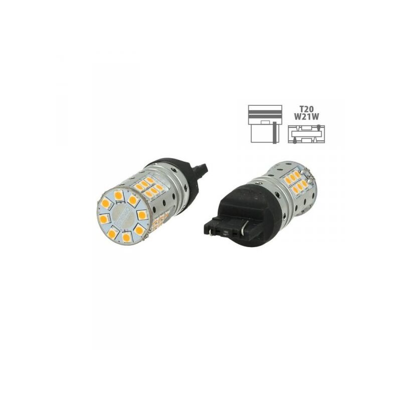 foto del prodotto carall lampada led t20 w21w wy21w 7440 canbus 12v 25w reale arancione per frecce no errore 32 smd 3030