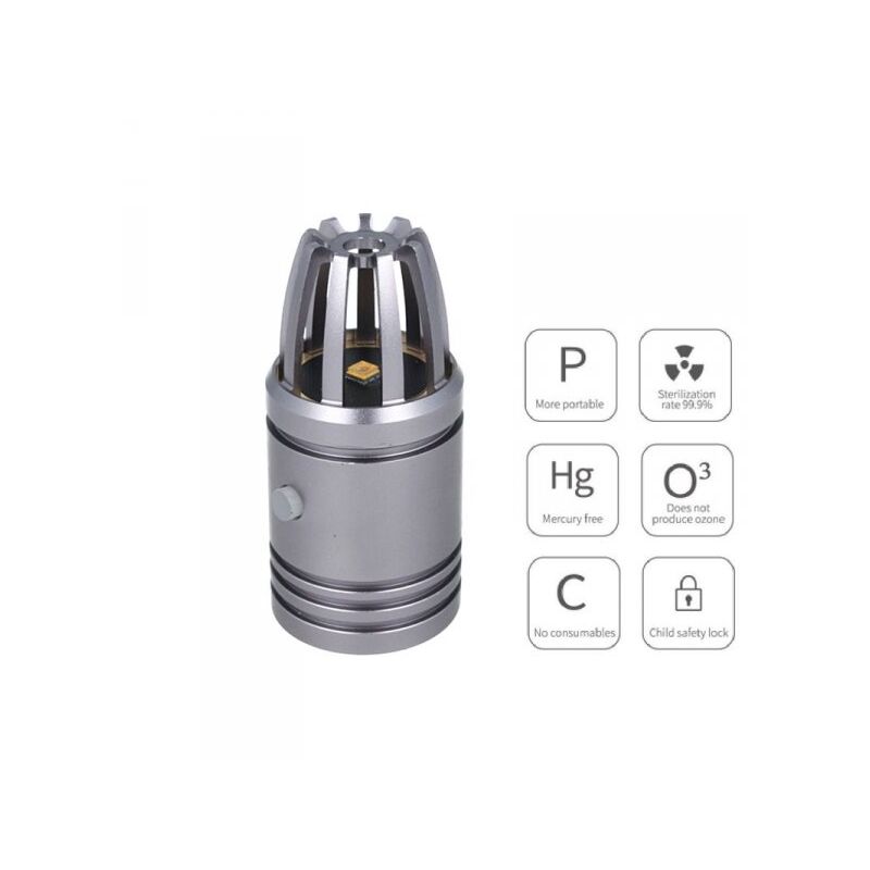 foto del prodotto carall mini lampada germicida uvc disinfezione sanificazione per auto furgone camper ricaricabile colore grigio