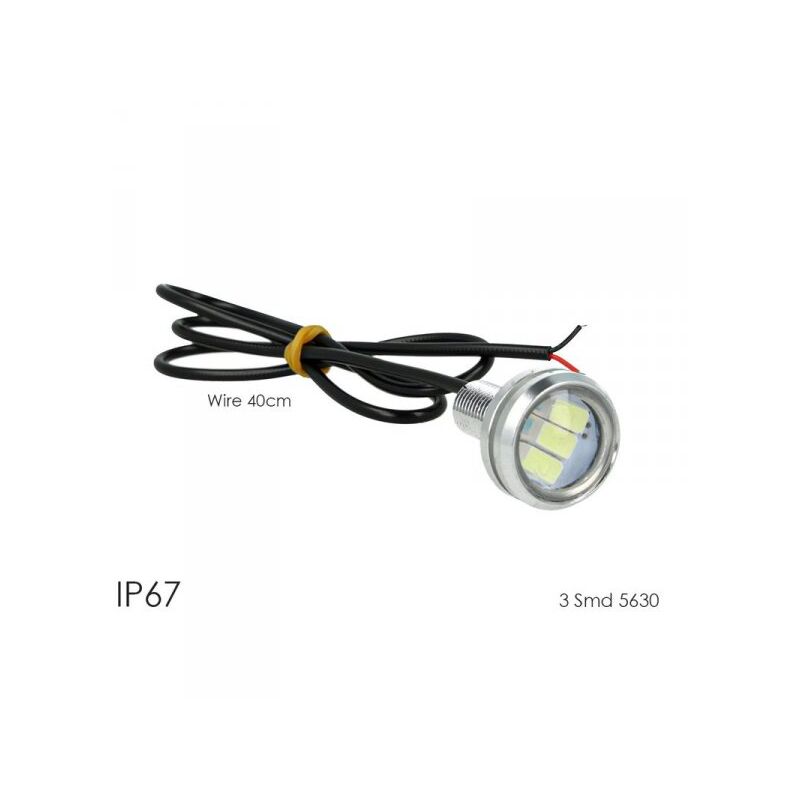 foto del prodotto carall power led a bottone modello slim 12v 3w con 3 smd 5630 ip67 6000k eagle eye led luci diurne carcassa argento