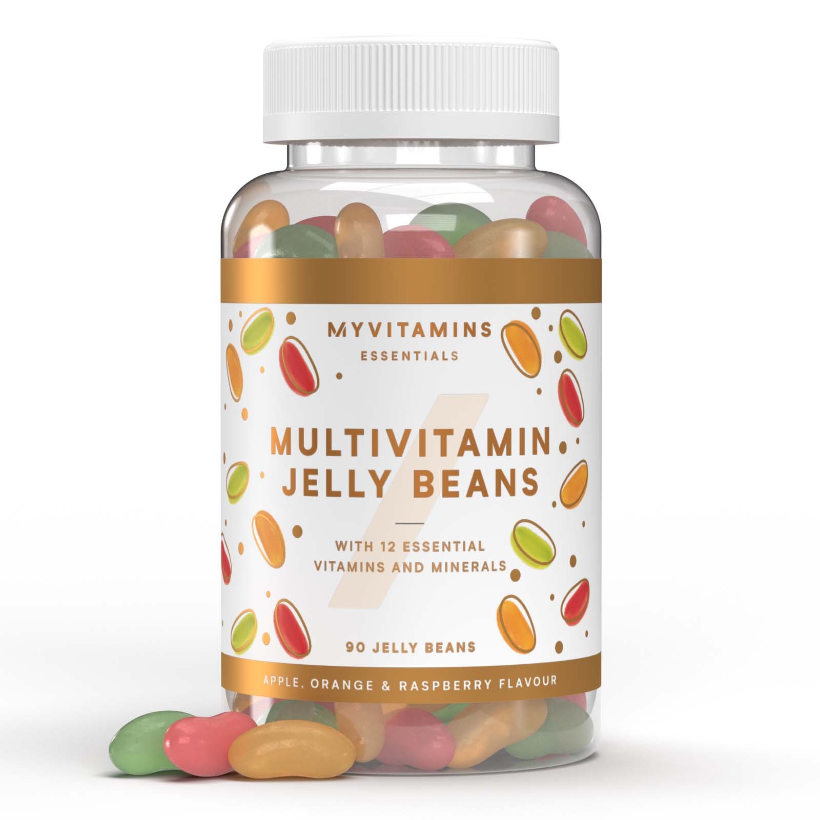 foto del prodotto caramelle gommose multivitaminiche 90gummies apple, orange raspberry jelly beans 
