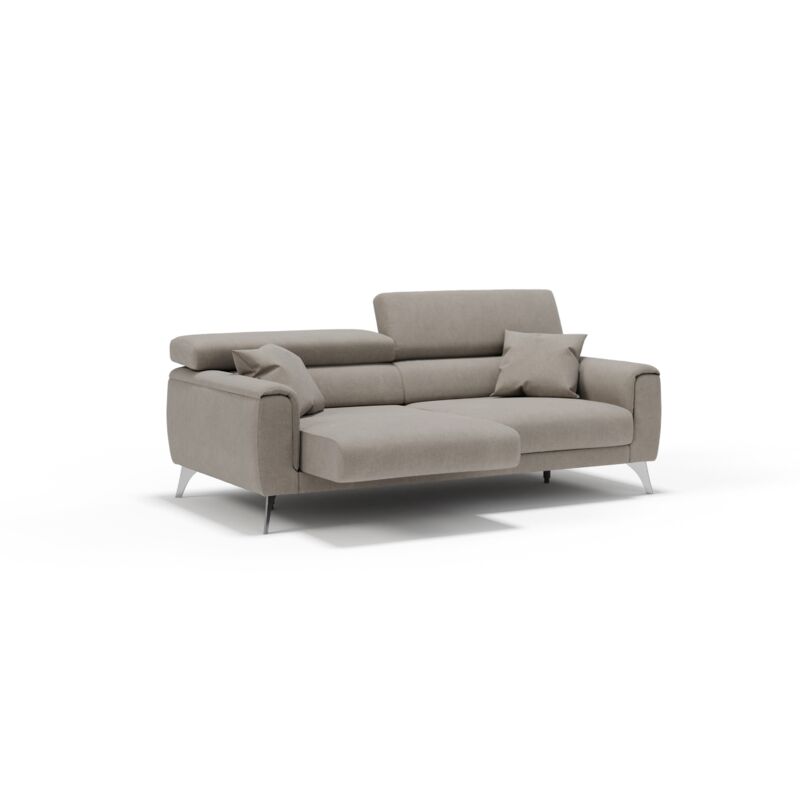 foto del prodotto caravaggio divano con sedute allungabili e poggiatesta reclinabili in tessuto impermeabile t02 169 cm beige